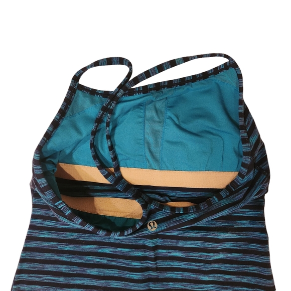 Lululemon Racerback Yoga Tank Top - Turquoise Blue Stripe - Picture 5 of 6